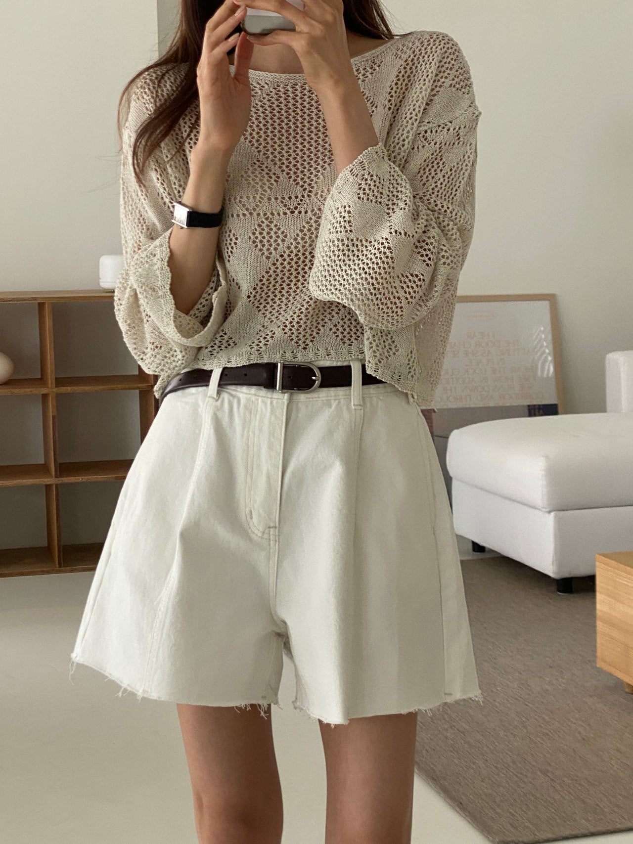 A Line Denim Shorts