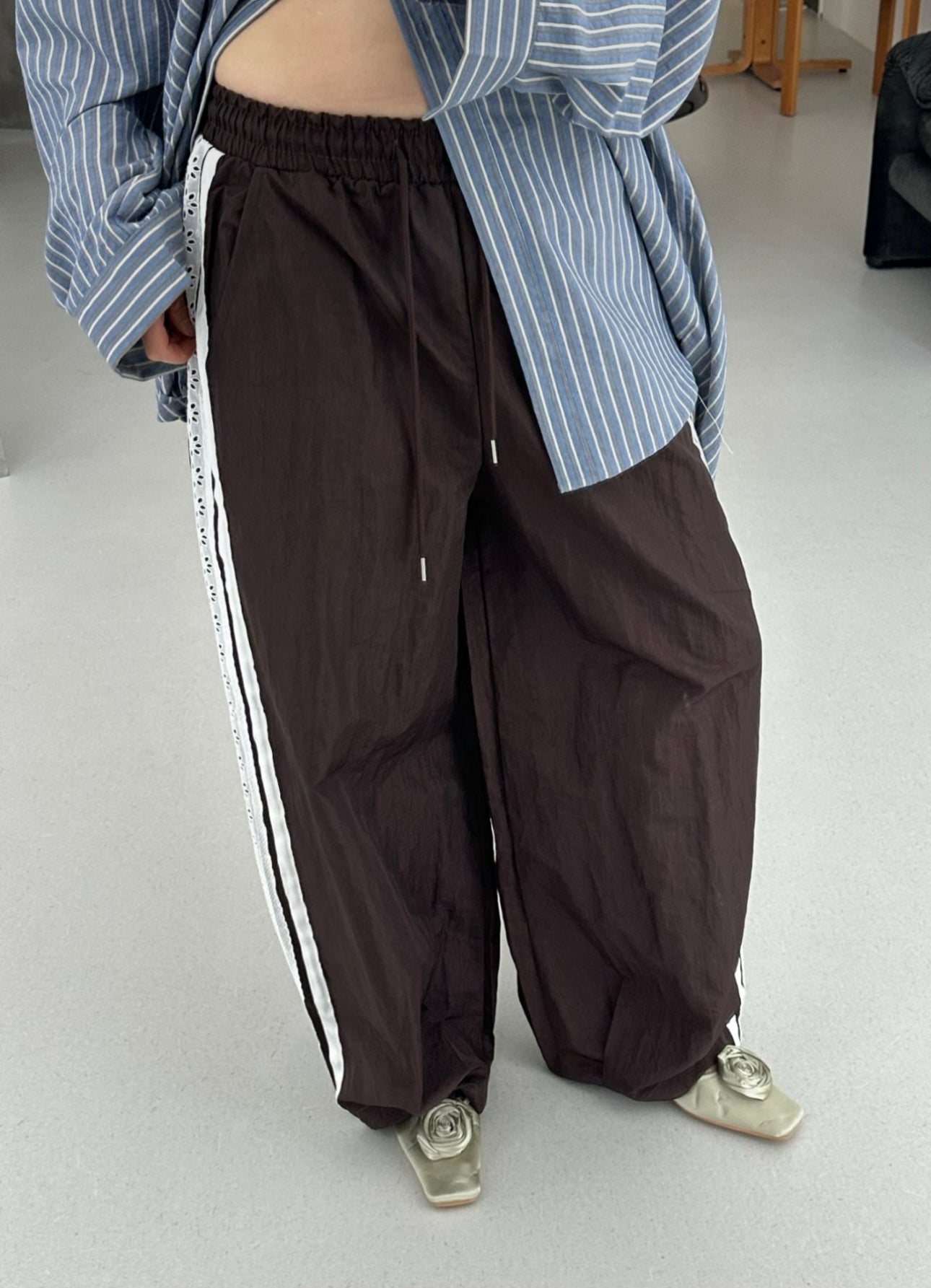 Lace Nylon Track Pants