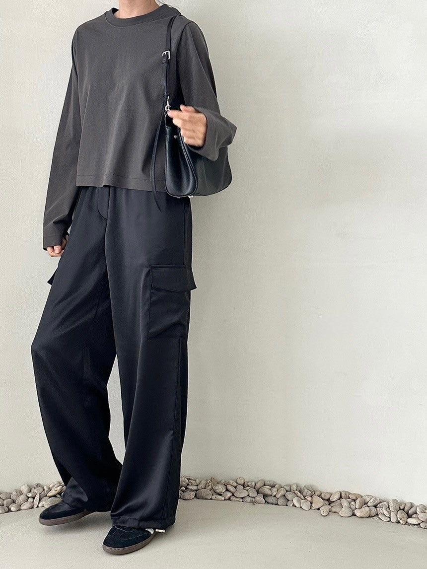 Satin Cargo Pants