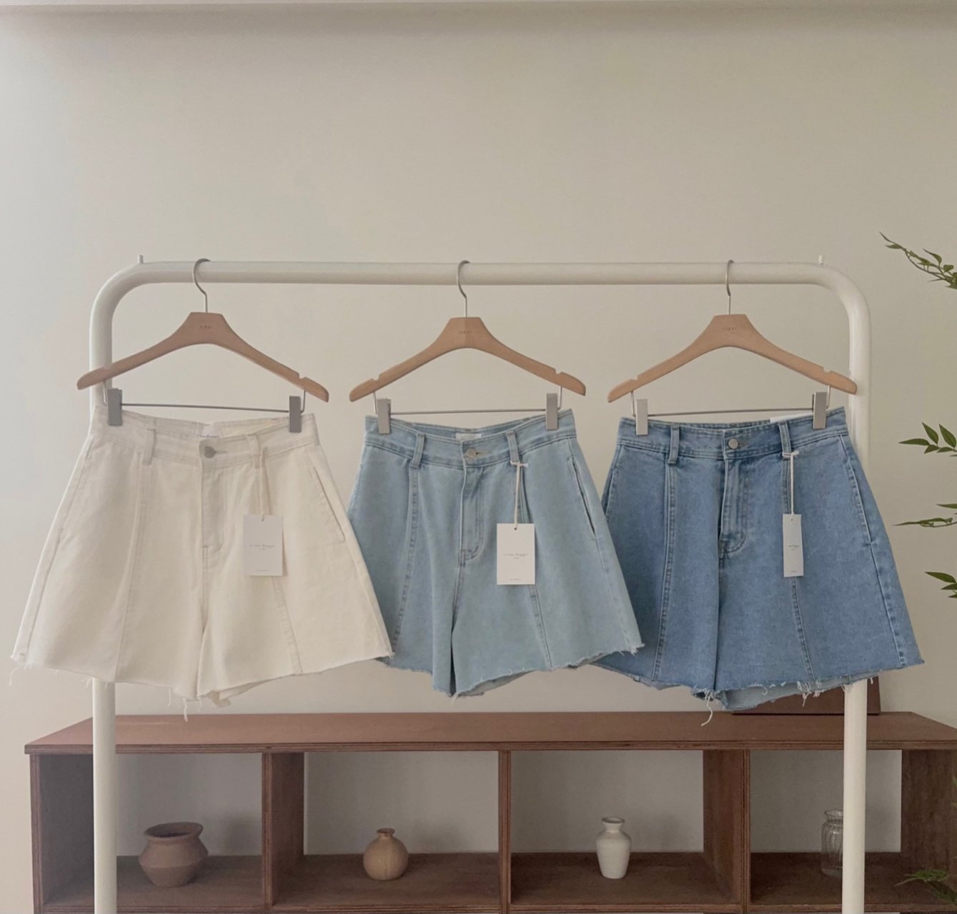 A Line Denim Shorts