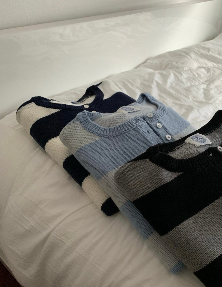 Button Striped Sweater