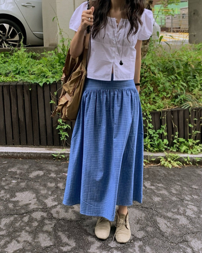 Blue Checkered Skirt