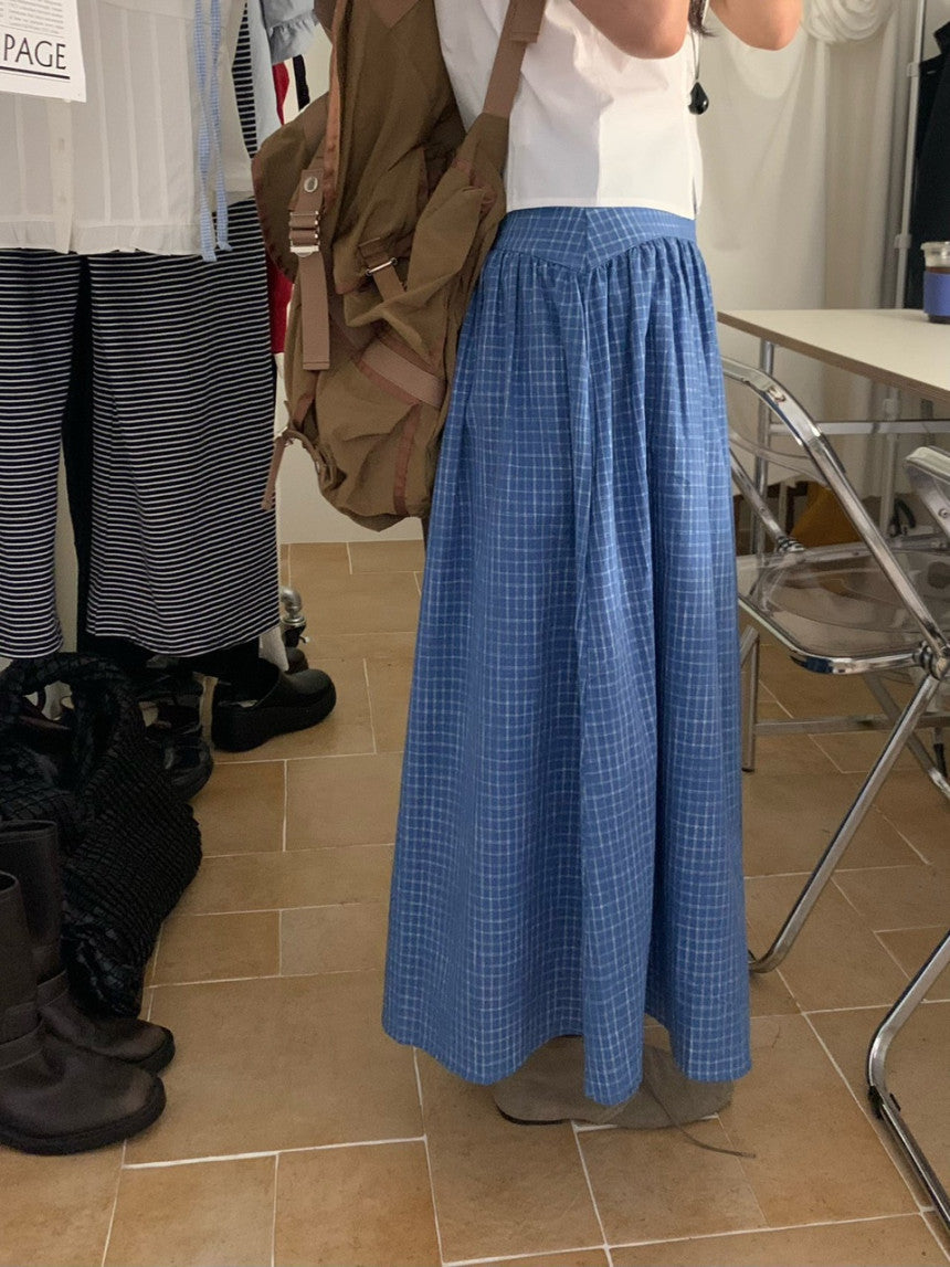Blue Checkered Skirt