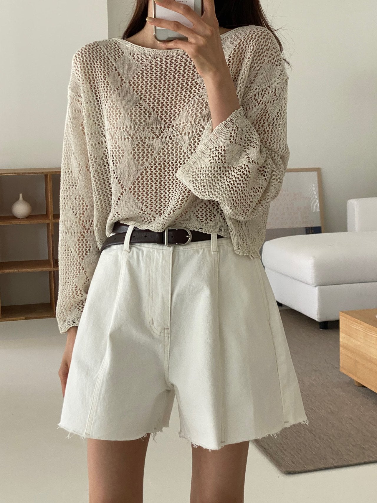A Line Denim Shorts