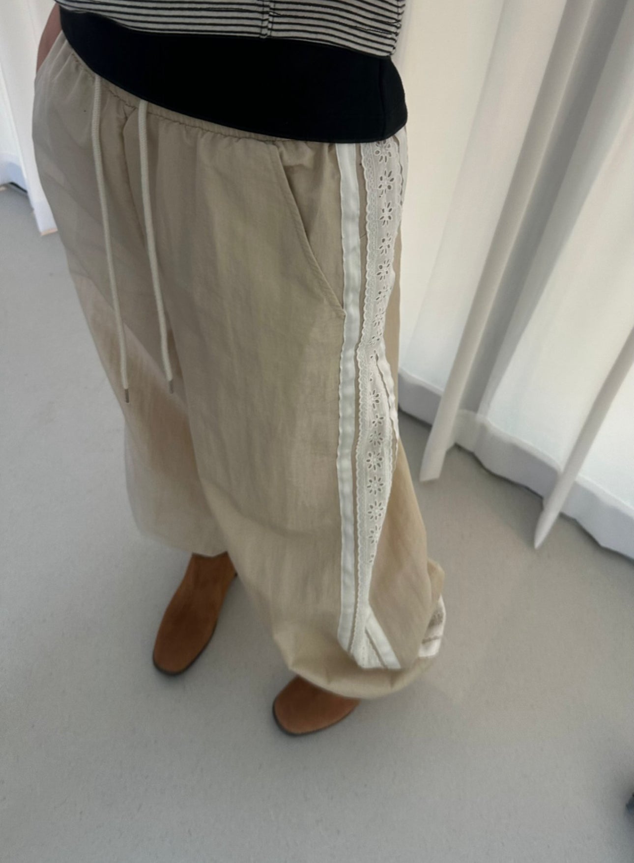 Lace Nylon Track Pants