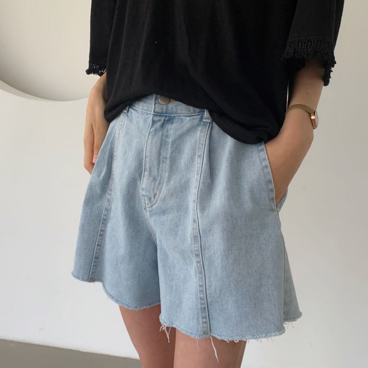 A Line Denim Shorts
