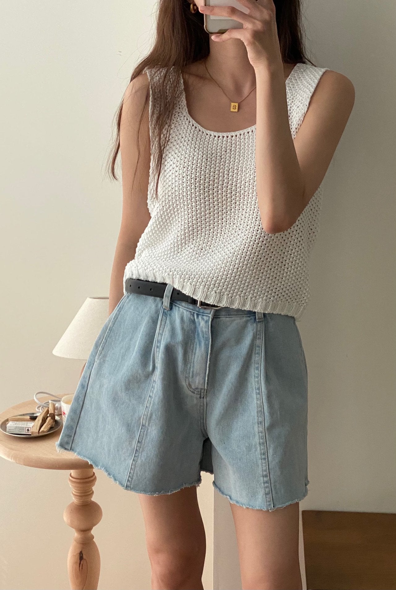 A Line Denim Shorts