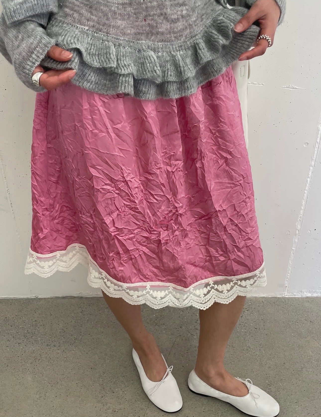 Wrinkle Lace Skirt