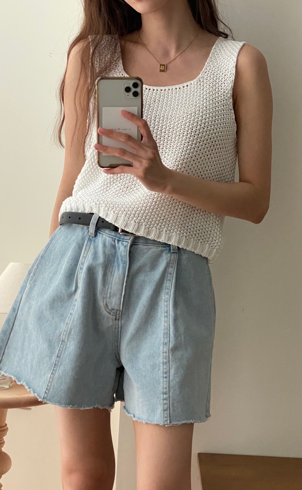 A Line Denim Shorts