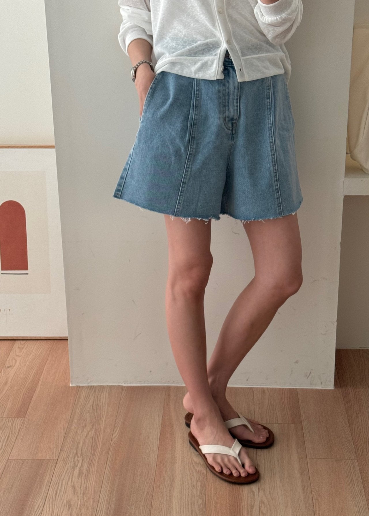 A Line Denim Shorts