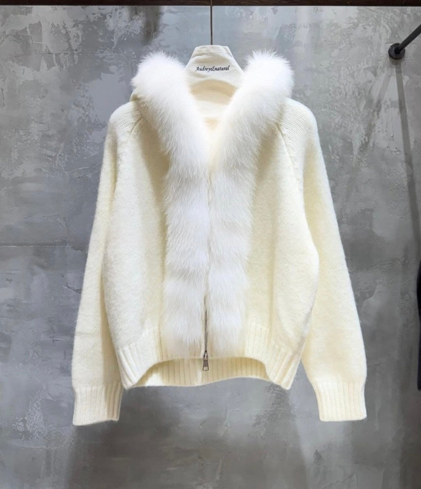Fox Hood Zip Up Cardigan