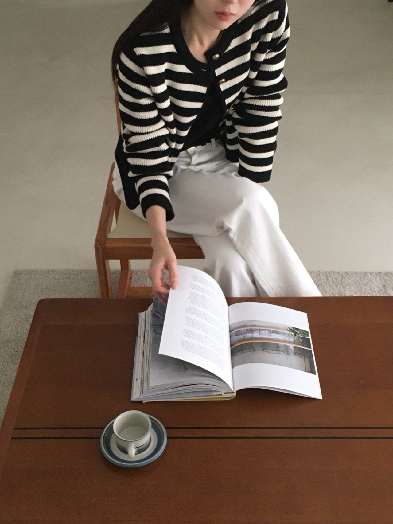 French Striped Cardigan