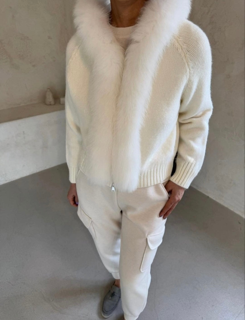 Fox Hood Zip Up Cardigan