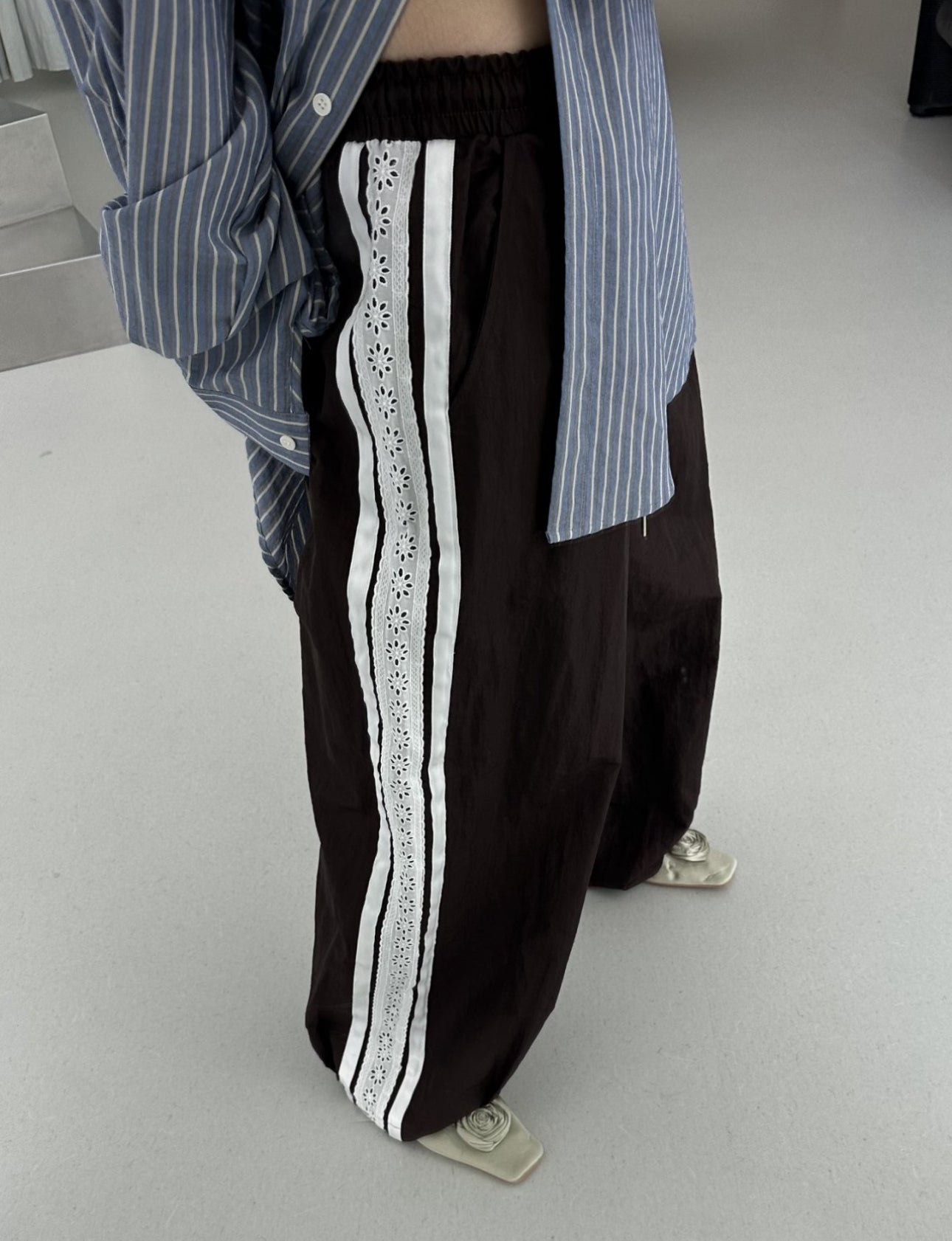 Lace Nylon Track Pants
