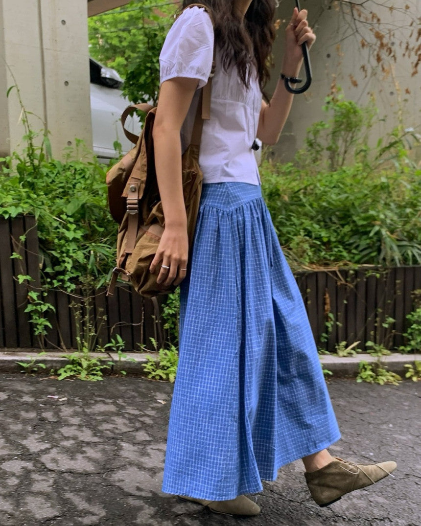 Blue Checkered Skirt