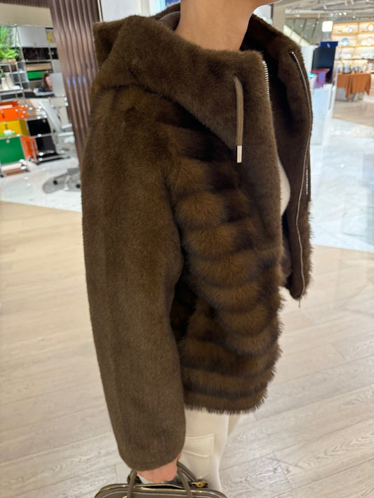Faux Mink Hood Zip Up