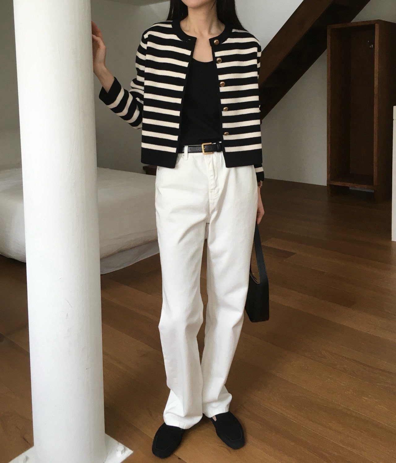 French Striped Cardigan