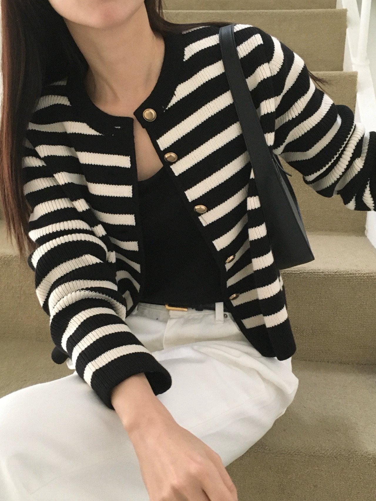 French Striped Cardigan