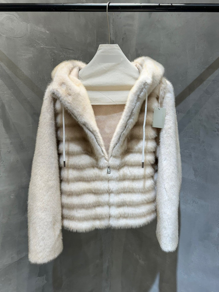 Faux Mink Hood Zip Up