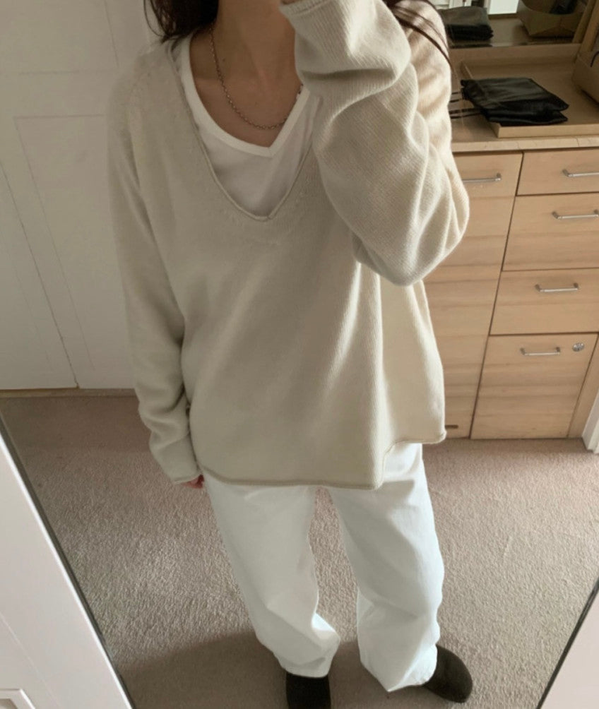 Deep V Cashmere Sweater