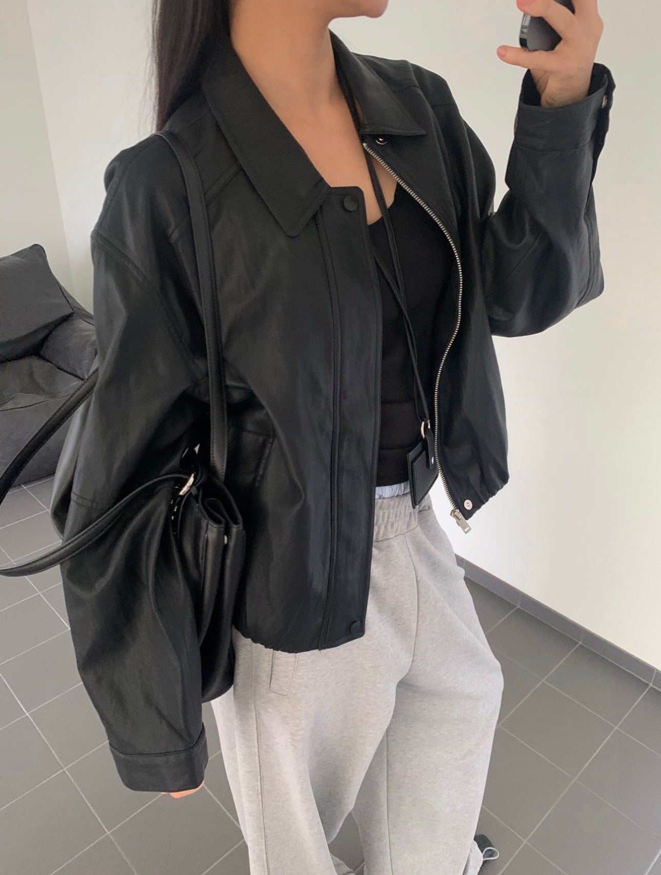 Leather Bubble Jacket