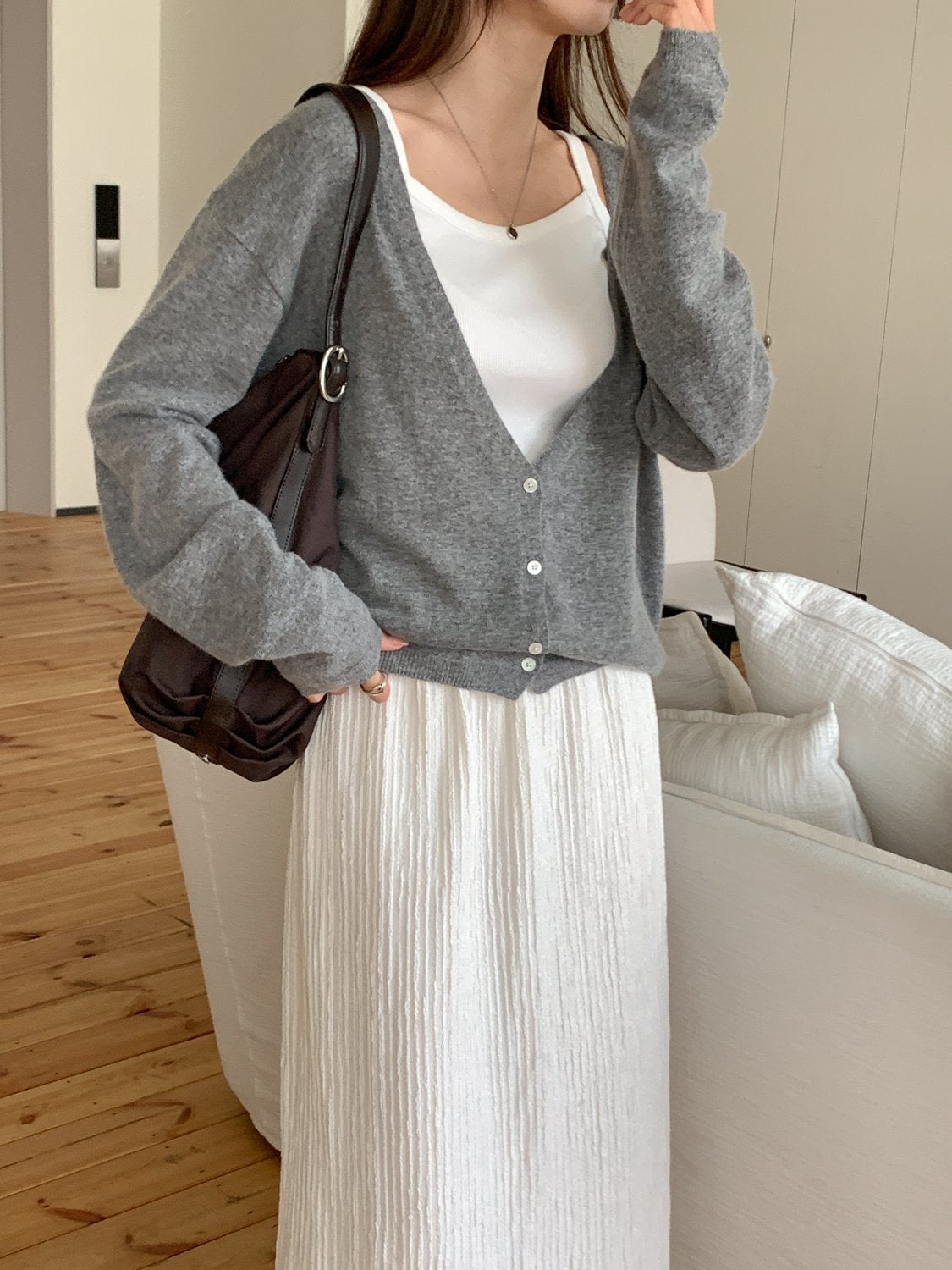 Deep V Cardigan