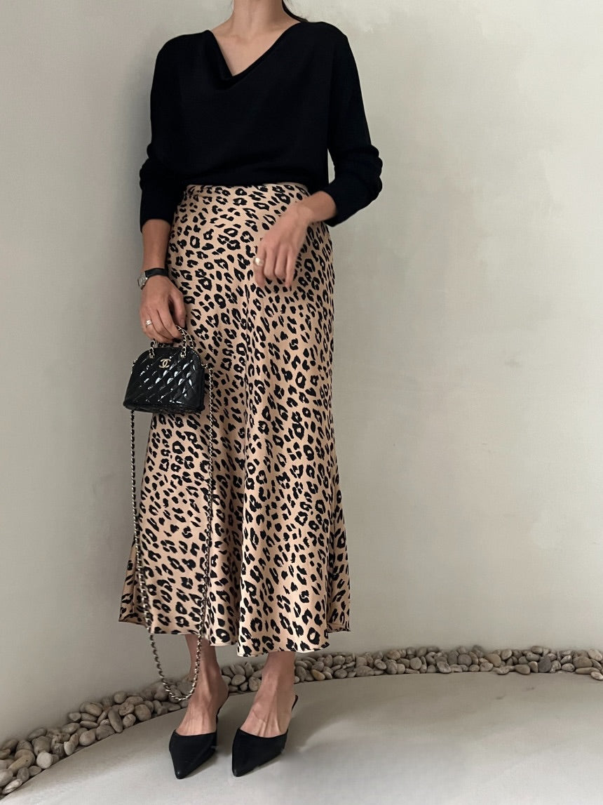 Silky Leopard Skirt