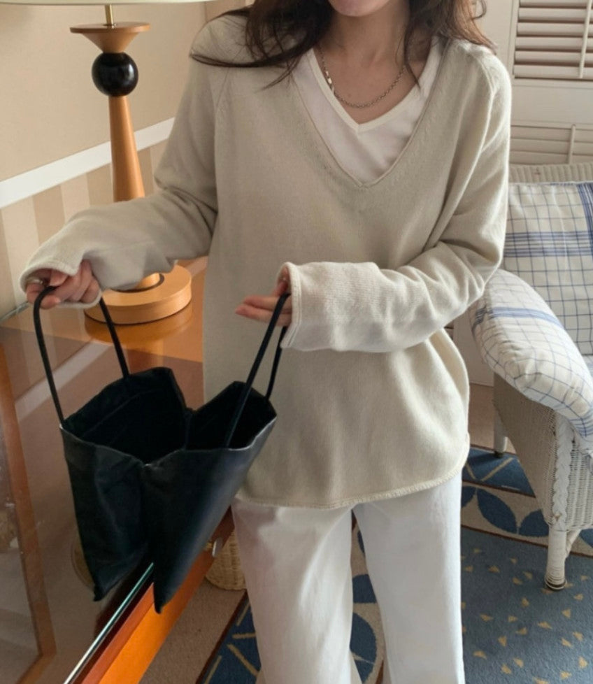 Deep V Cashmere Sweater
