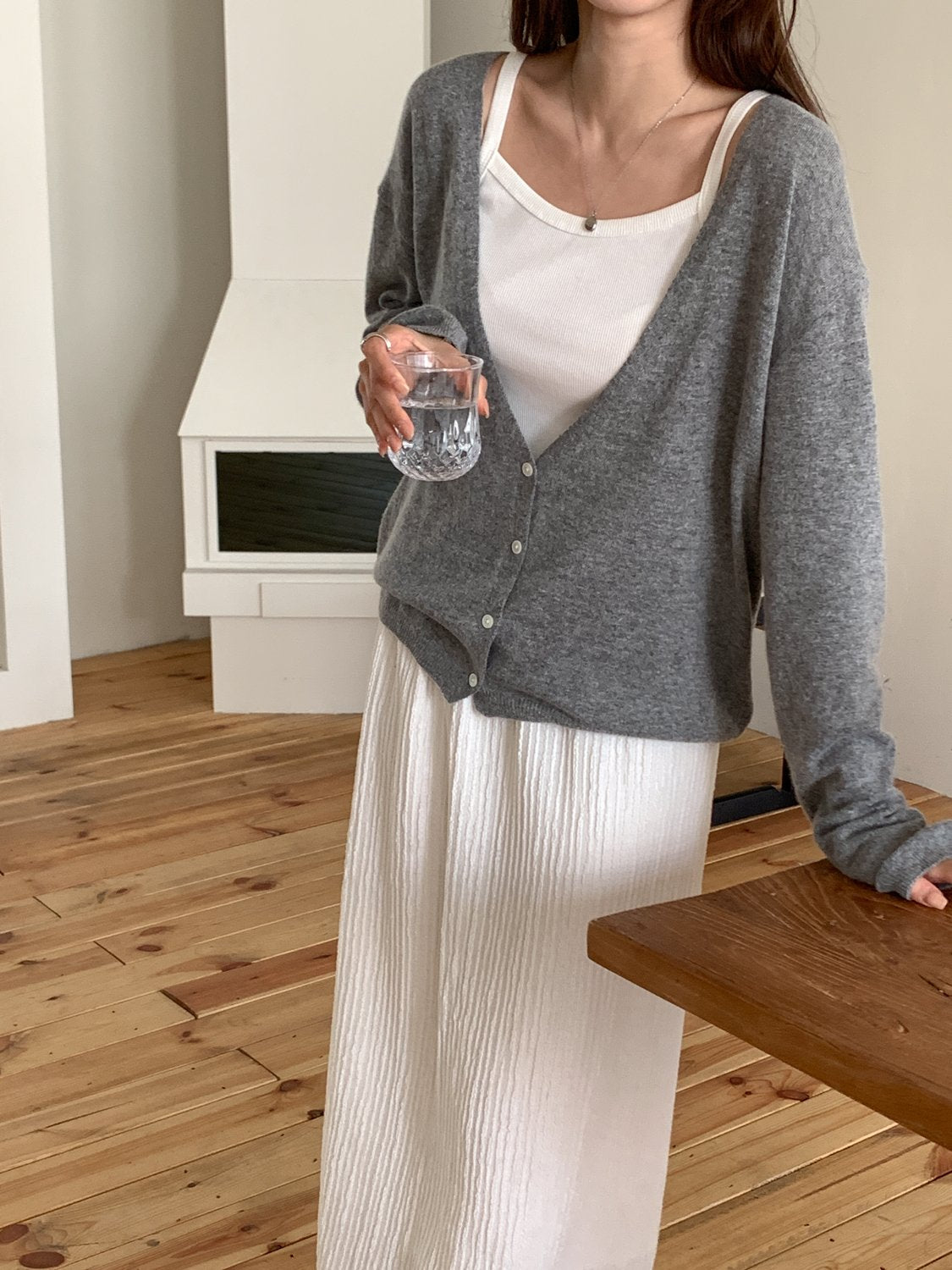 Deep V Cardigan