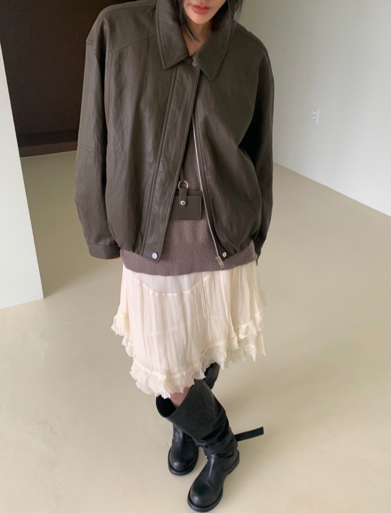 Leather Bubble Jacket