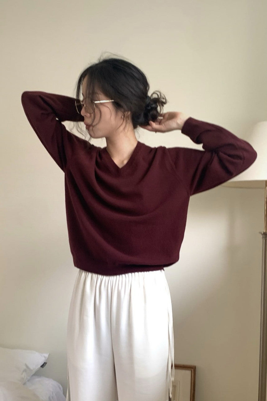 Fine Wool V Neck Sweater