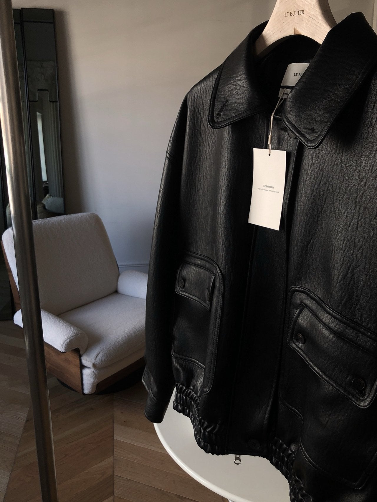 Button Leather Bomber