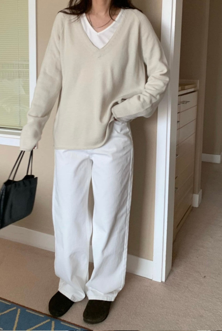Deep V Cashmere Sweater