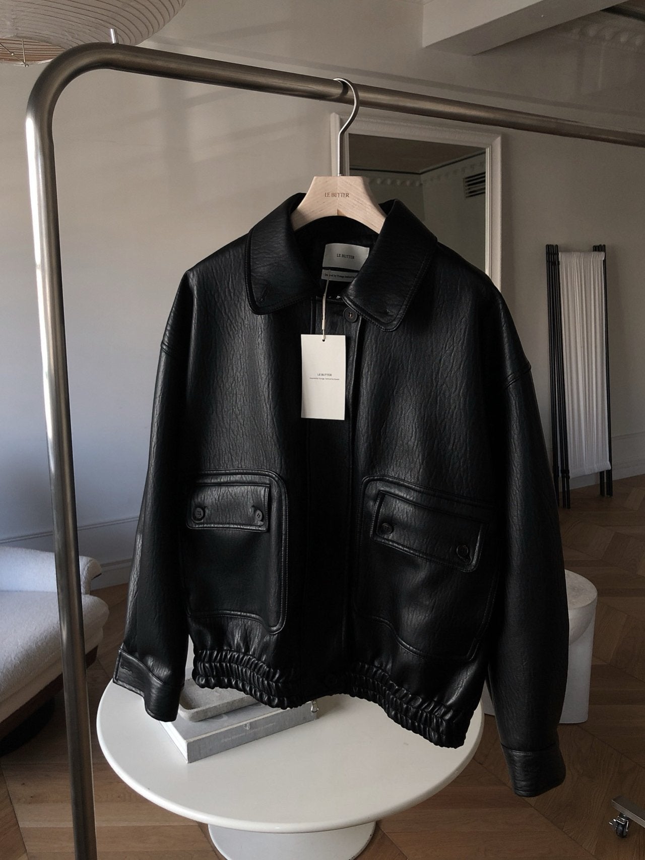 Button Leather Bomber