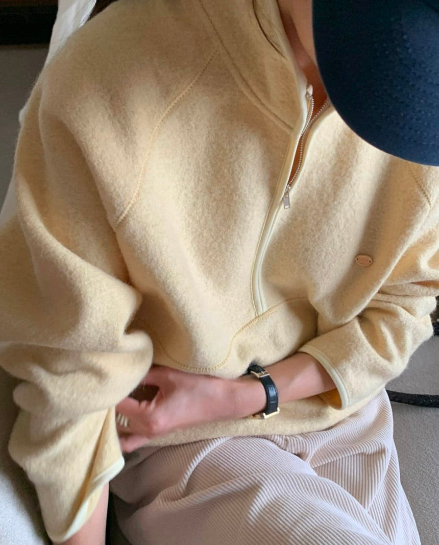 Wool Half Zip Up Sweatshirt