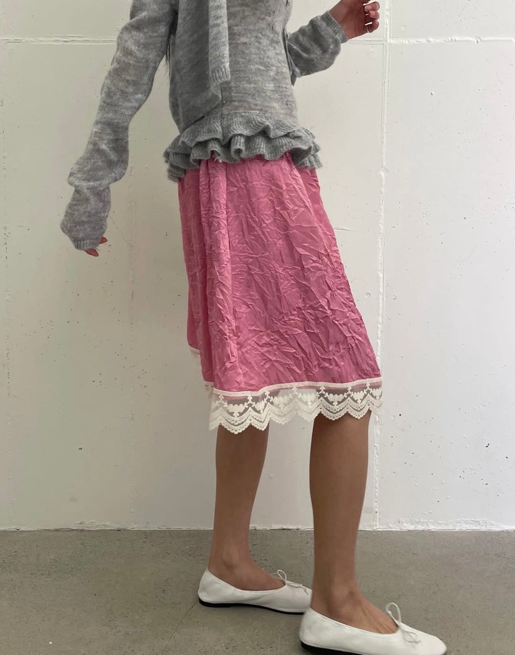 Wrinkle Lace Skirt