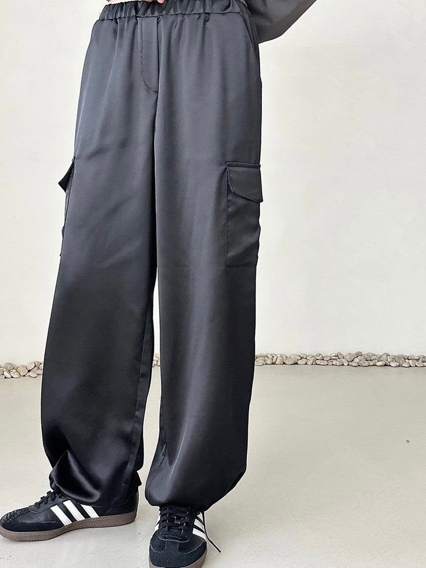 Satin Cargo Pants