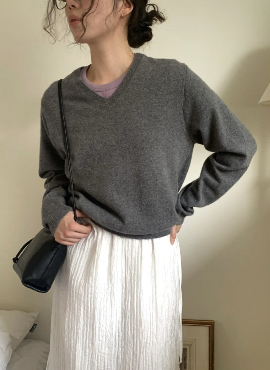 Fine Wool V Neck Sweater