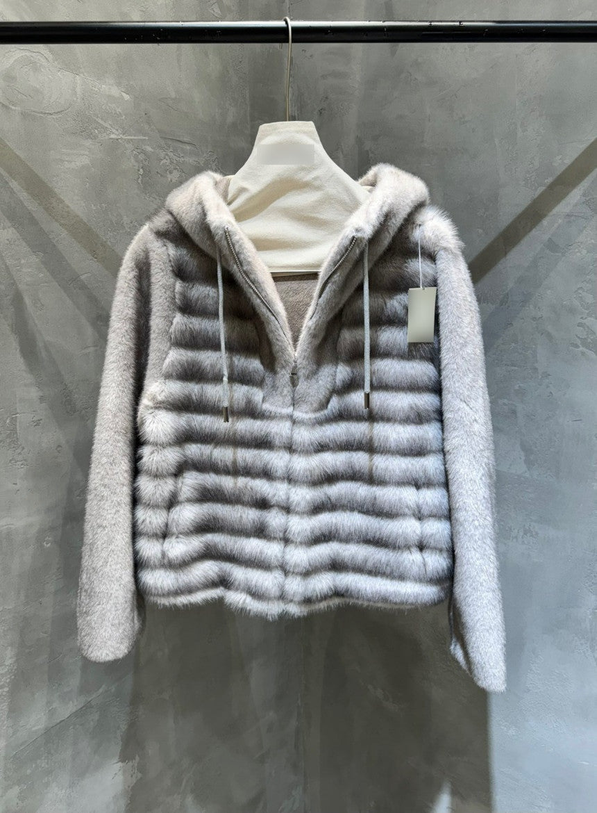 Faux Mink Hood Zip Up