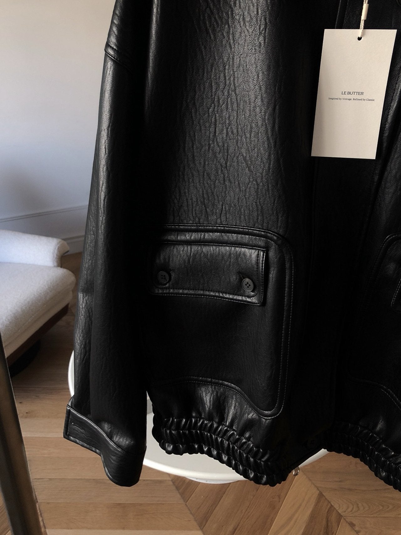 Button Leather Bomber