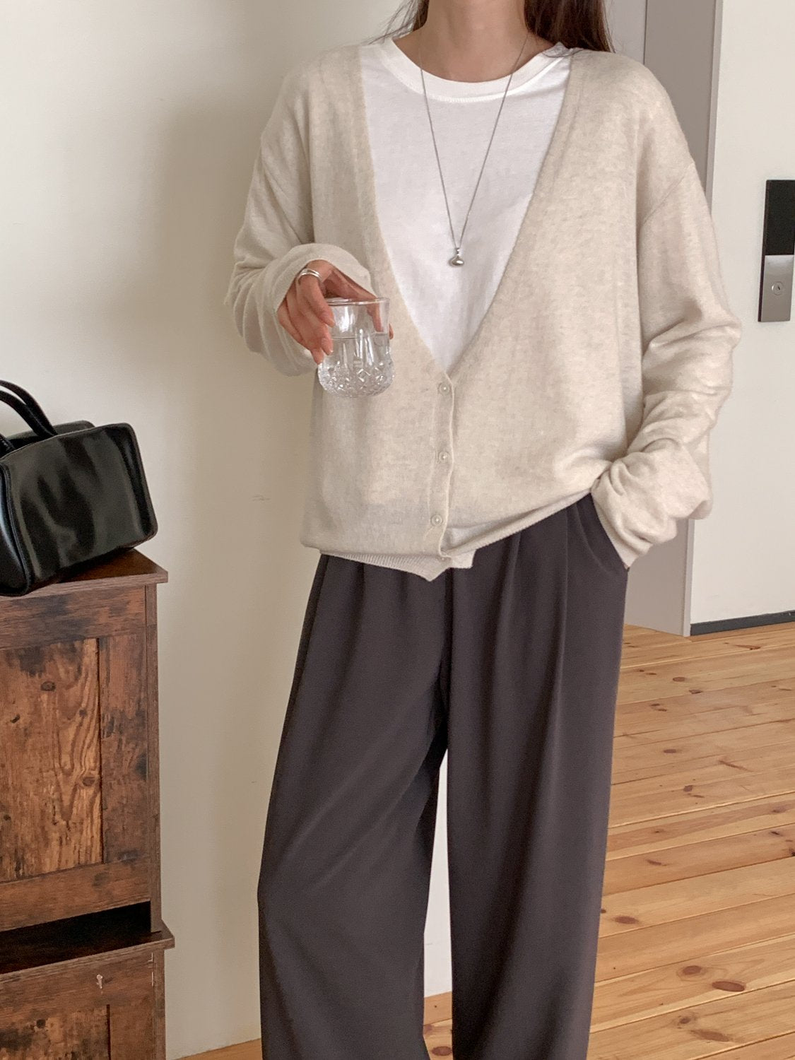 Deep V Cardigan