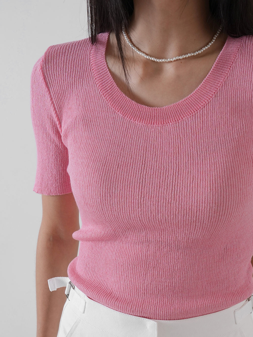 U Neck Linen Knit