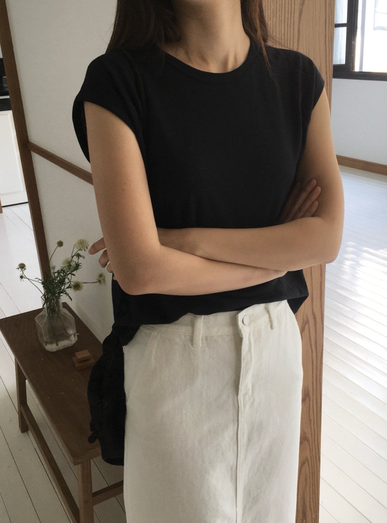 Linen Cap Sleeve Top