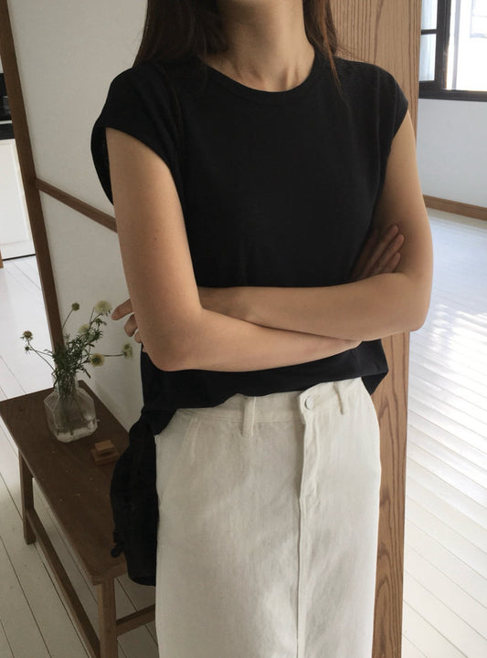 Linen Cap Sleeve Top