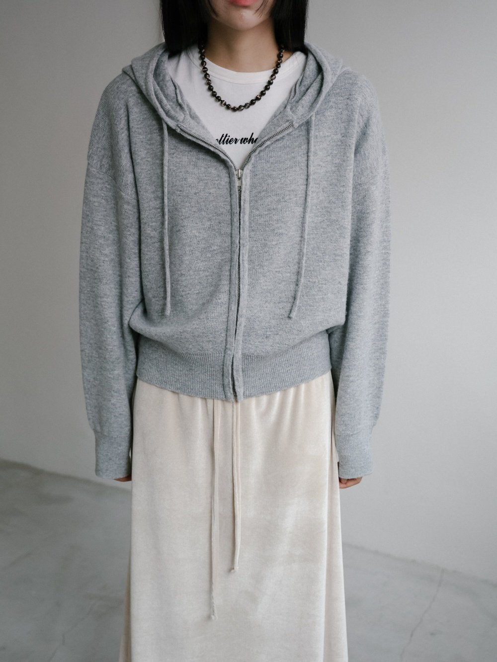 Soft Knit Hood Zip Up