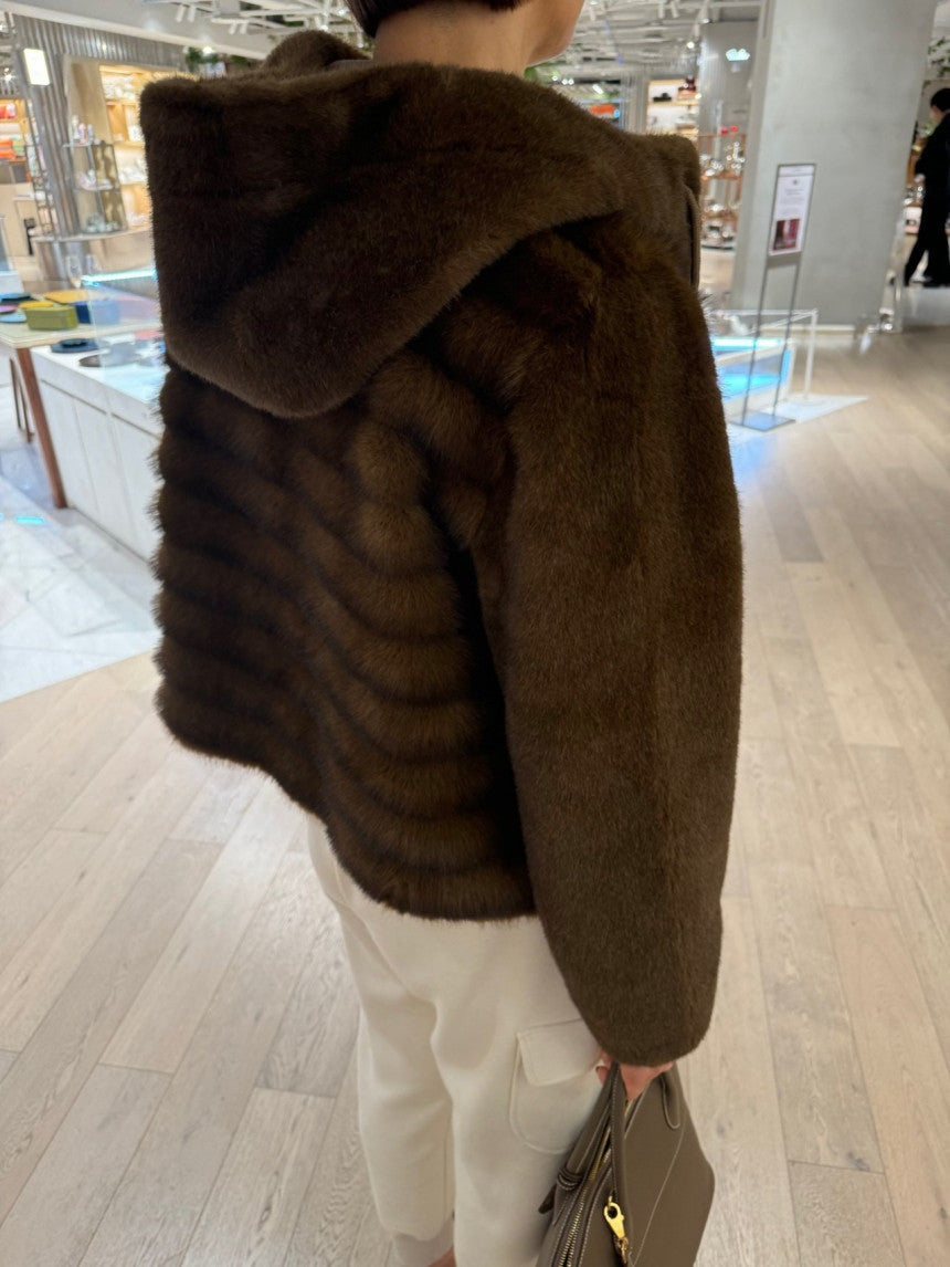 Faux Mink Hood Zip Up
