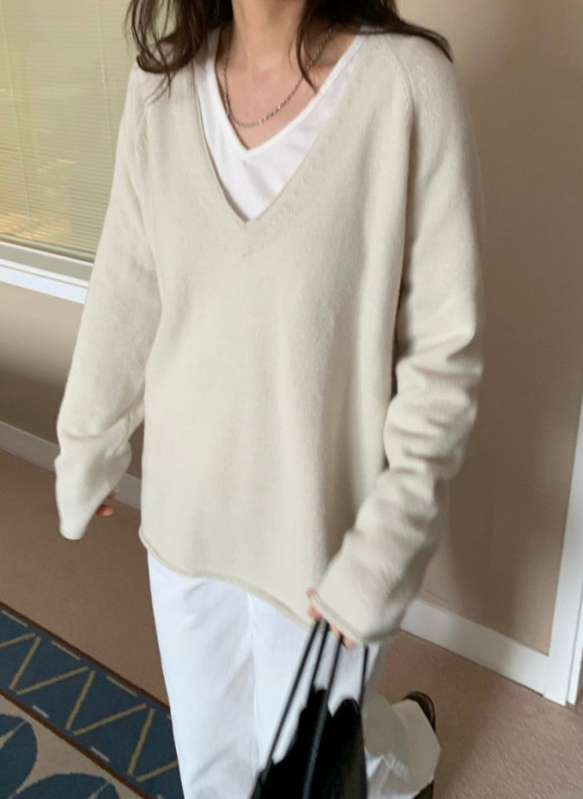 Deep V Cashmere Sweater