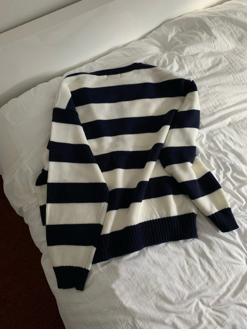 Button Striped Sweater