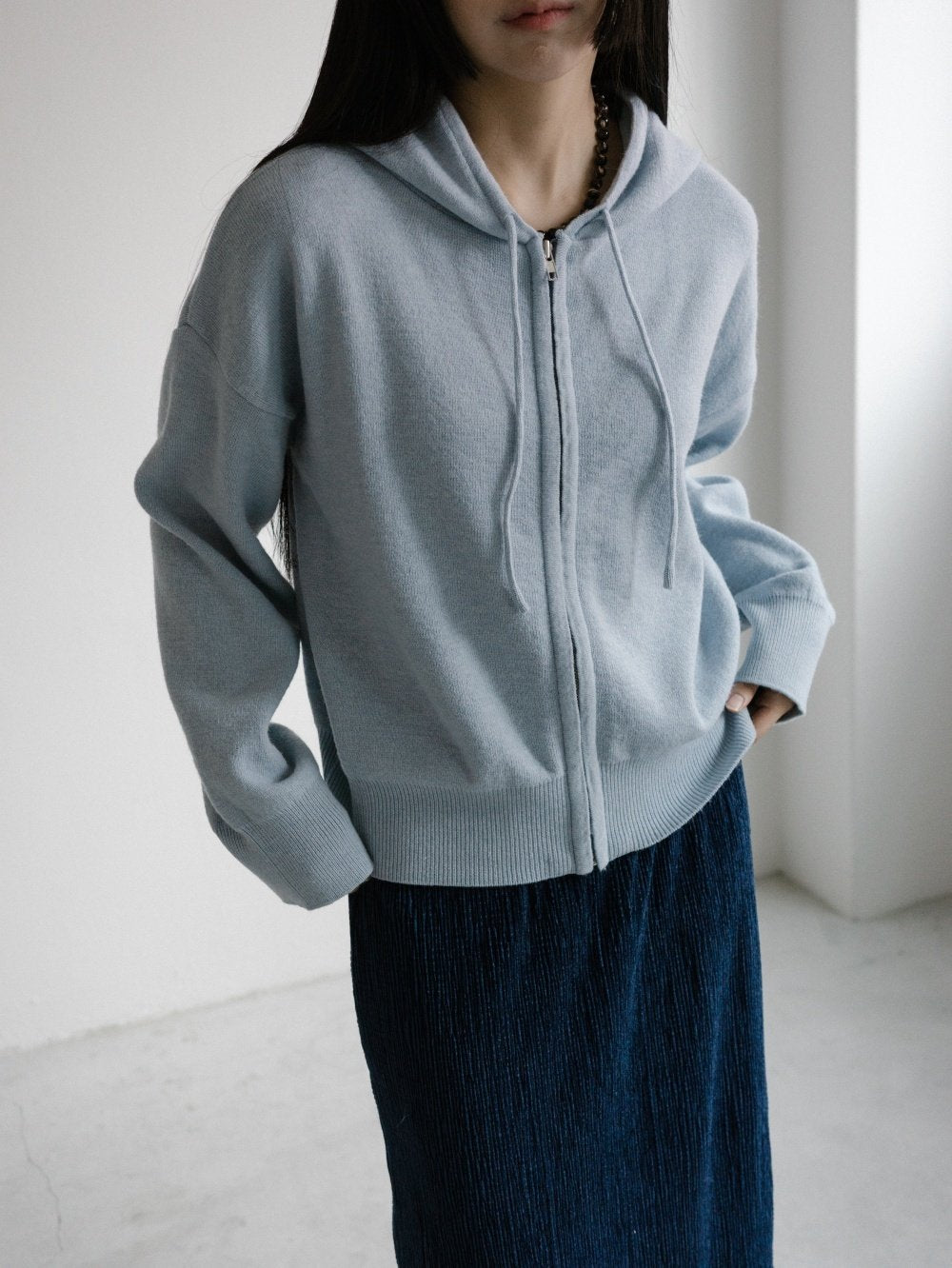 Soft Knit Hood Zip Up