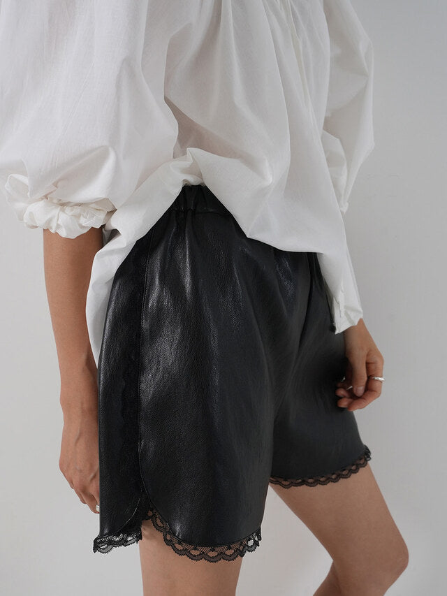 Lace Leather Shorts